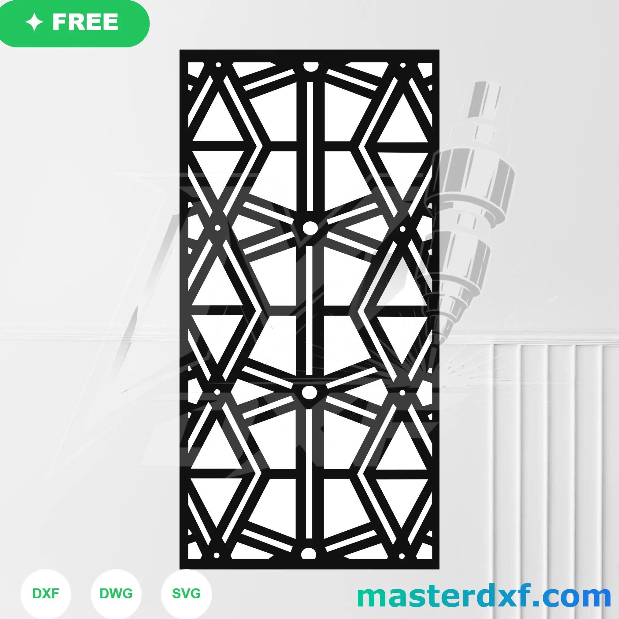 Triangular Hexagon Lattice DXF Pattern with Node Circles DXF File